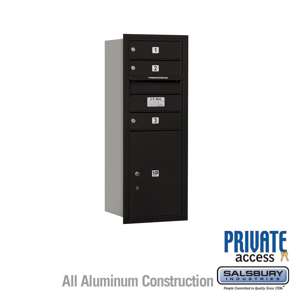 10 Door High Recessed Mounted 4C Horizontal Mailbox with Parcel Locker - Black, Rear Loading