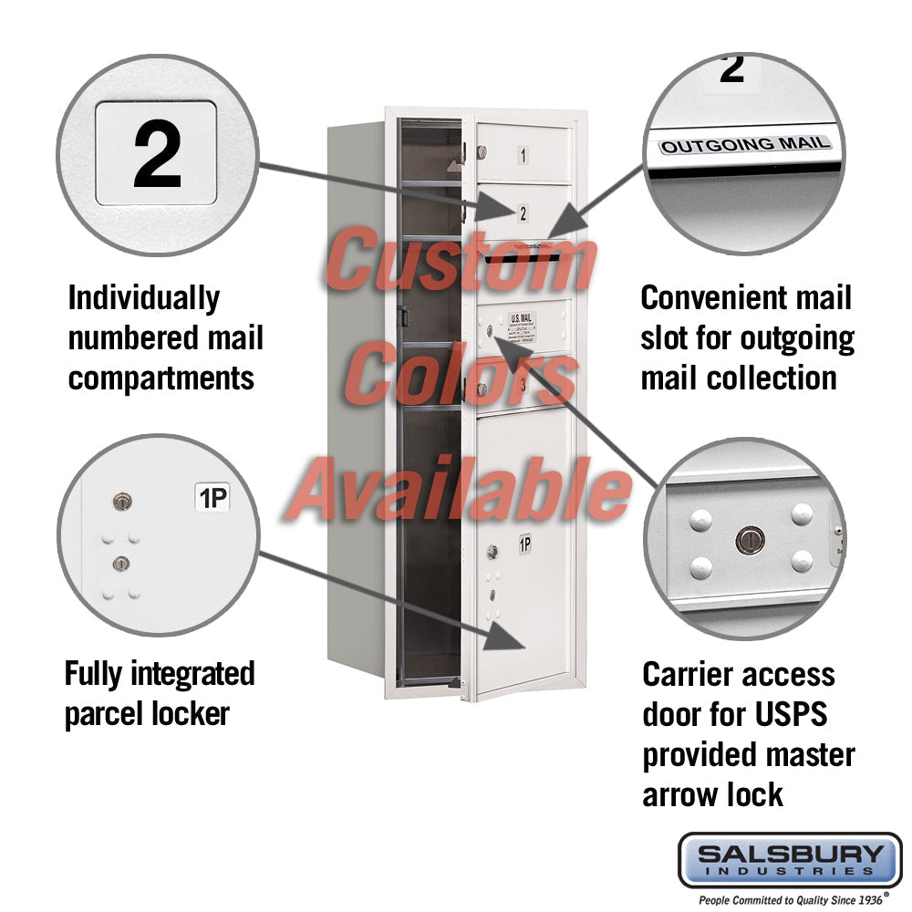 Recessed Mounted 4C Horizontal Mailbox - 10 Door High Unit with Parcel Locker