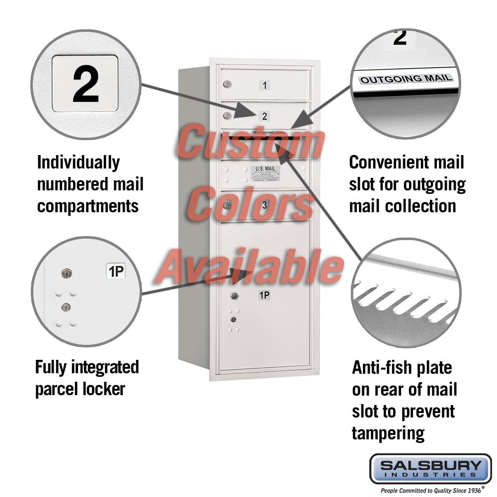 Recessed Mounted 4C Horizontal Mailbox - 10 Door High Unit with Parcel Locker