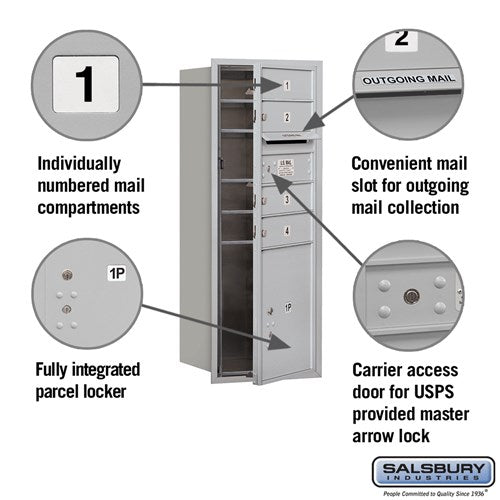10 Door High Recessed Mounted 4C Horizontal Mailbox with Parcel Locker - Front Loading