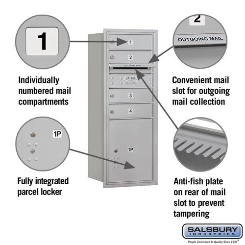 10 Door High Recessed Mounted 4C Horizontal Mailbox with Parcel Locker - Rear Loading