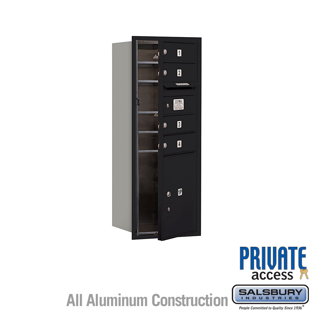 10 Door High Recessed Mounted 4C Horizontal Parcel Locker with 4 Parcel Lockers in Black - Front Loading