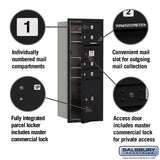 10 Door High Recessed Mounted 4C Horizontal Parcel Locker with 4 Parcel Lockers in Black - Front Loading