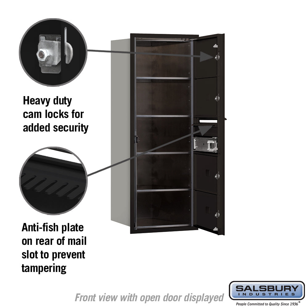 10 Door High Recessed Mounted 4C Horizontal Parcel Locker with 4 Parcel Lockers in Black - Front Loading