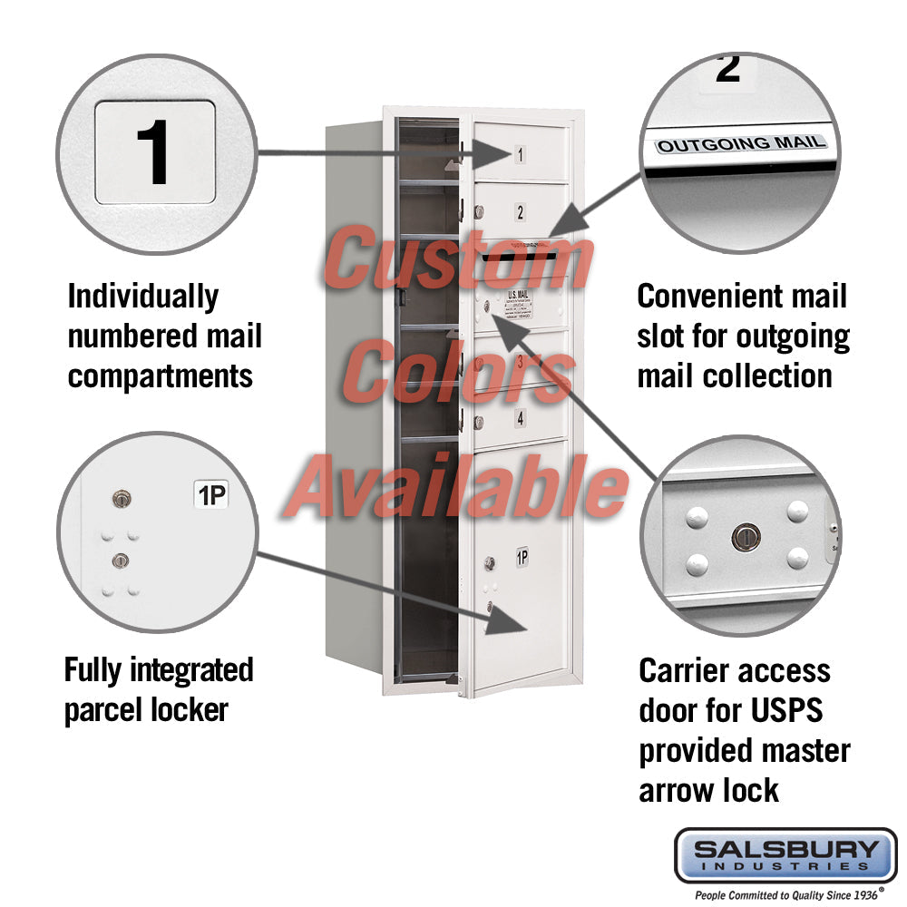 Recessed Mounted 4C Horizontal Mailbox - 10 Door High Unit with Parcel Locker