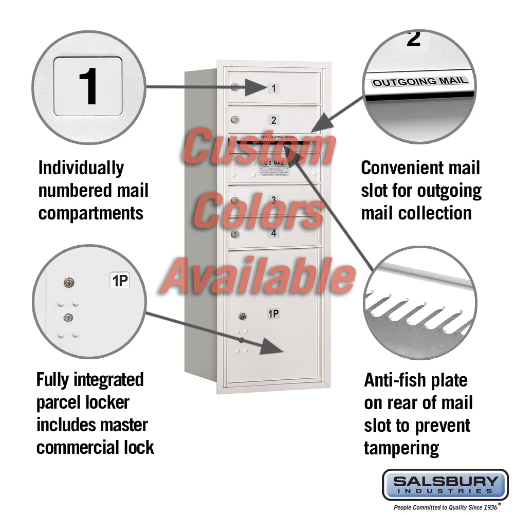 Recessed Mounted 4C Horizontal Mailbox with Master Commercial Lock - 10 Door High Unit - Rear Loading - Private Access
