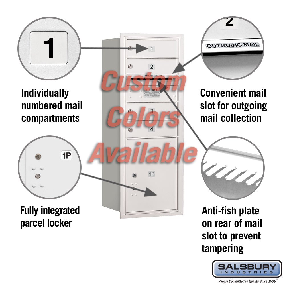 Recessed Mounted 4C Horizontal Mailbox - 10 Door High Unit with Parcel Locker