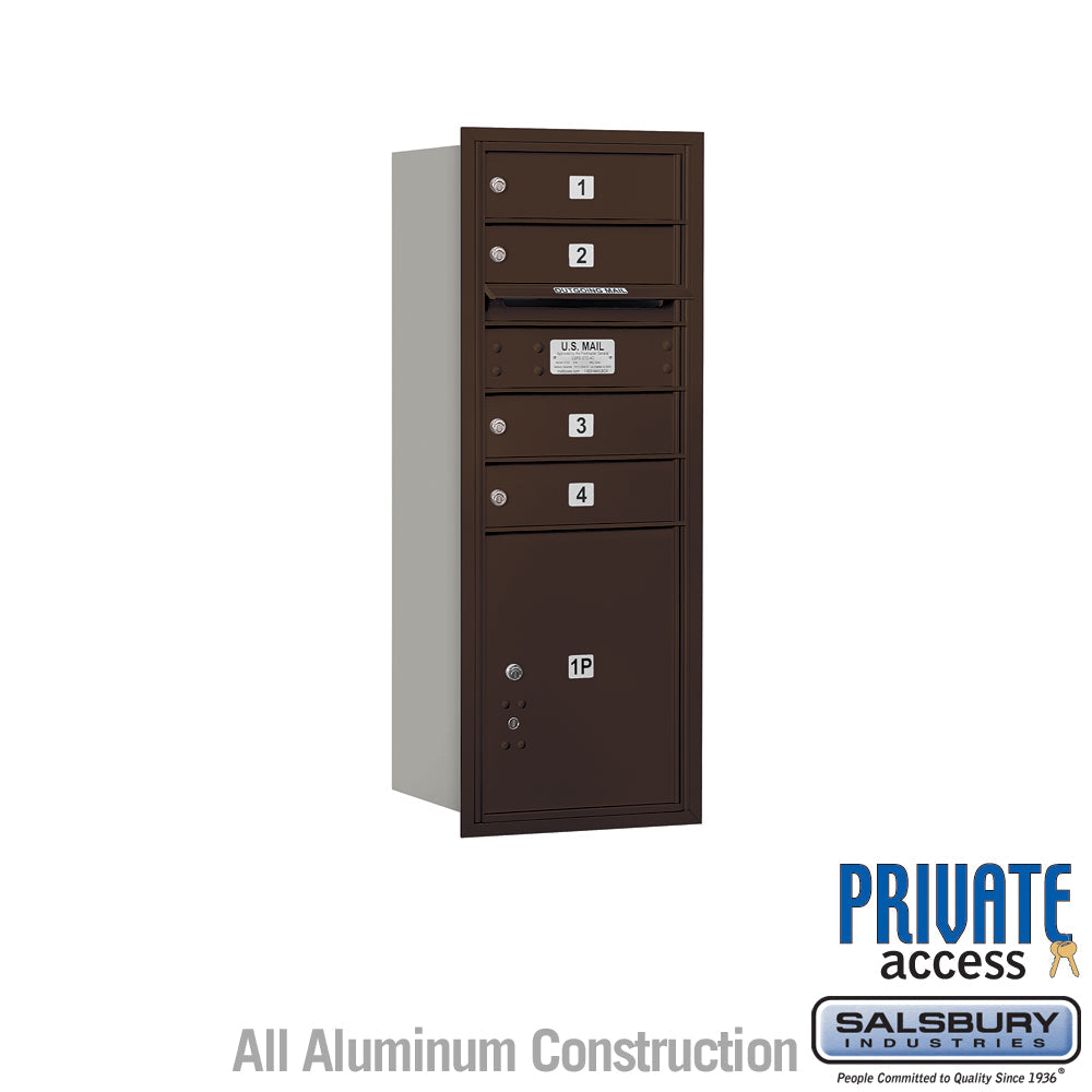 10 Door High Recessed Mounted 4C Horizontal Mailbox with Parcel Locker - Bronze, Rear Loading