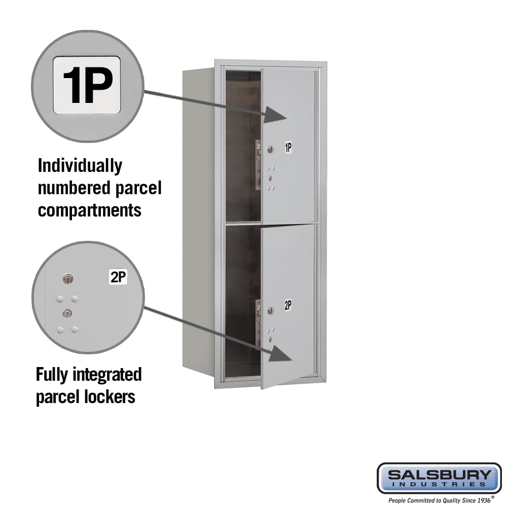 41 in. H x 16-3/4 in. W Parcel Locker – 2 PL5s Aluminum Front-Loading 4C Horizontal Mailbox