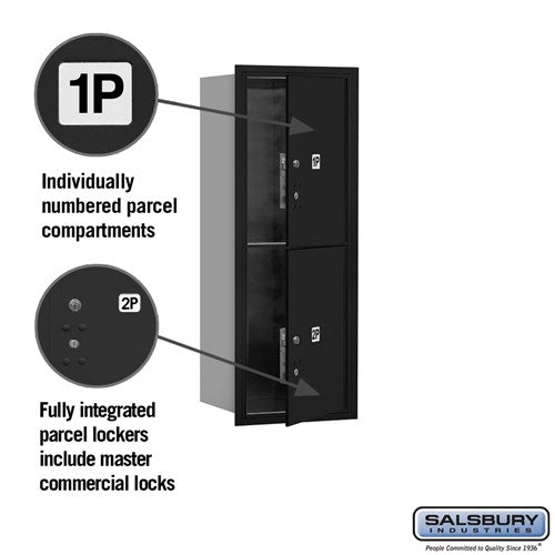 10-Door High Recessed Mounted Parcel Locker with Private Access - Black
