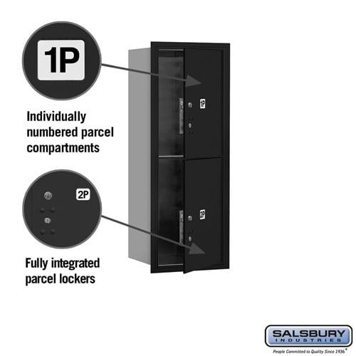 10 Door High Recessed Mounted 4C Horizontal Parcel Locker with 2 Parcel Lockers in Black - USPS Access