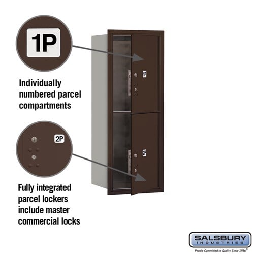 10 Door High Recessed Mounted 4C Horizontal Parcel Locker with 4 Parcel Lockers in Bronze - Front Loading