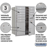 11 Door High Recessed Mounted 4C Horizontal Mailbox with Parcel Lockers - Front Loading