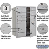 11-Door High Recessed Mounted 4C Horizontal Mailbox with Parcel Lockers - Front Loading
