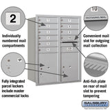 Salsbury Recessed Mounted 4C Horizontal Mailbox, 11-Door-High Double Column, Custom Color, Front Loading, Private Access