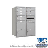 Salsbury Recessed Mounted 4C Horizontal Mailbox, 11-Door-High Double Column, Custom Color, Front Loading, Private Access