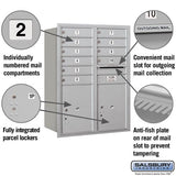 11 Door High Recessed Mounted 4C Horizontal Mailbox with Parcel Lockers - Rear Loading