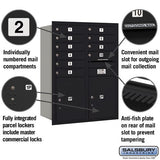 11 Door High Recessed Mounted 4C Horizontal Mailbox with Parcel Lockers - Rear Loading