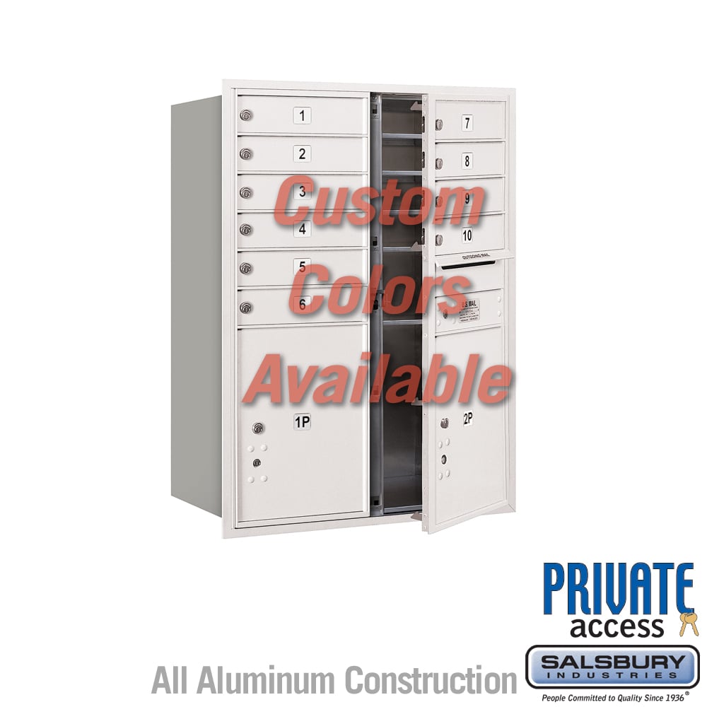Recessed Mounted 4C Horizontal Mailbox - 11 Door High Unit - Double Column - Custom Color - Front Loading - Private Access