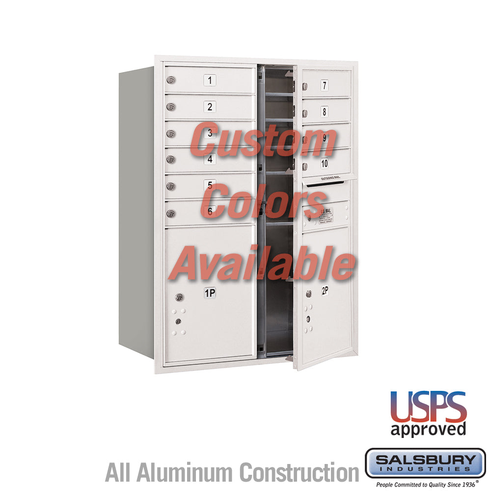 Recessed Mounted 4C Horizontal Mailbox - 11 Door High Unit with Parcel Lockers