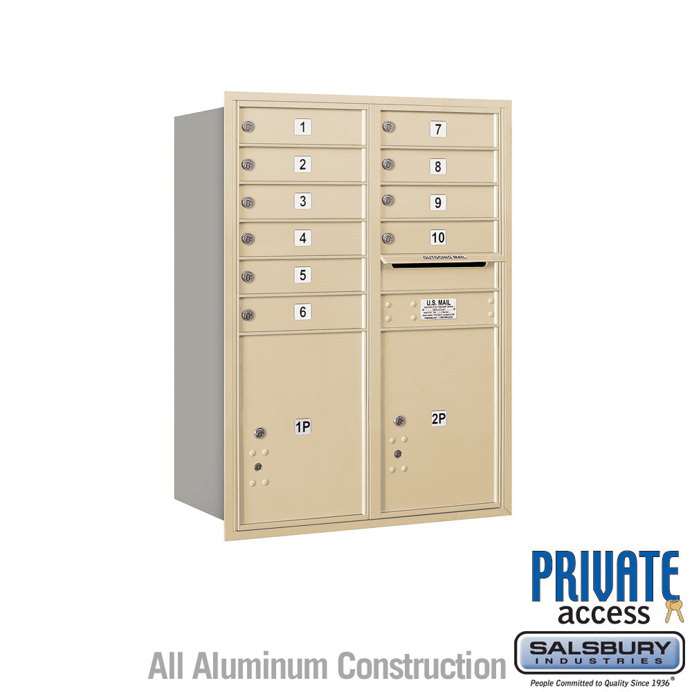 11-Door High Recessed Mounted Mailbox with Parcel Locker - Sandstone