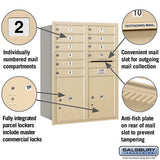 11-Door High Recessed Mounted Mailbox with Parcel Locker - Sandstone