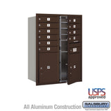 11-Door High Recessed Mounted 4C Horizontal Mailbox with Parcel Lockers in Bronze - USPS Approved