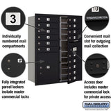 11-Door High Recessed Mounted 4C Horizontal Mailbox with Parcel Locker - Black