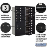 11 Door High Recessed Mounted 4C Horizontal Mailbox with Parcel Lockers - Black