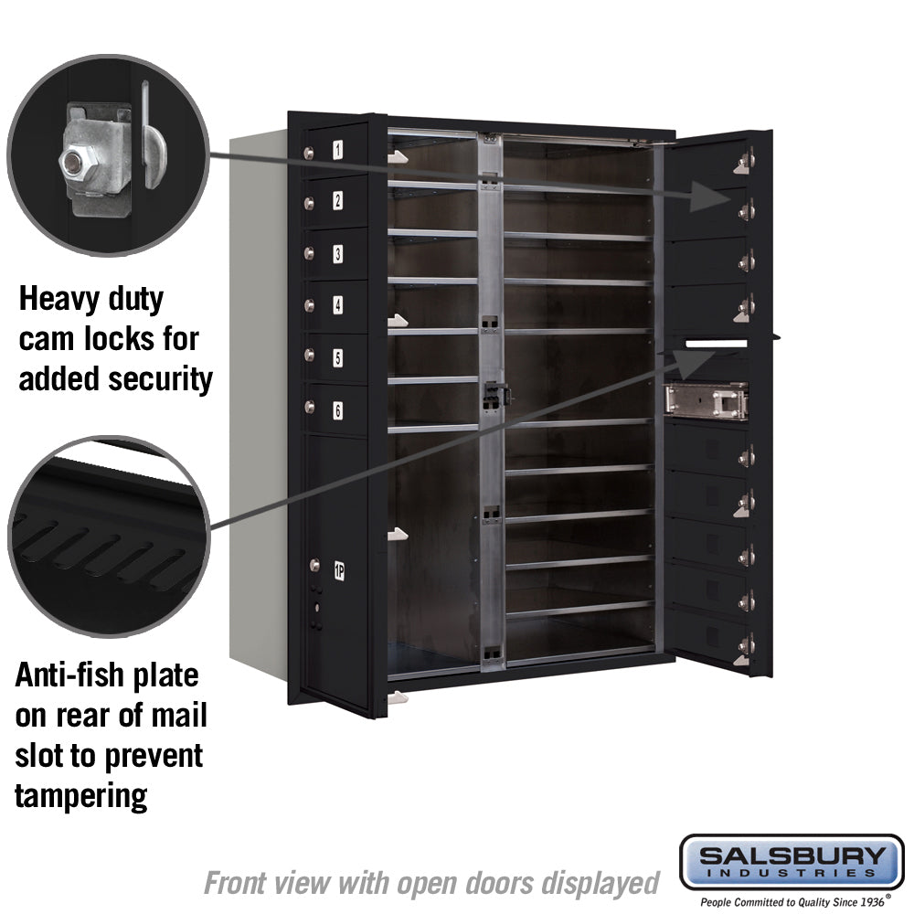 11 Door High Recessed Mounted 4C Horizontal Mailbox with Parcel Lockers - Black