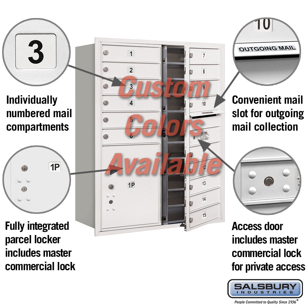 Recessed Mounted 4C Horizontal Mailbox - 11 Door High Unit - Double Column - Custom Color - Front Loading - Private Access
