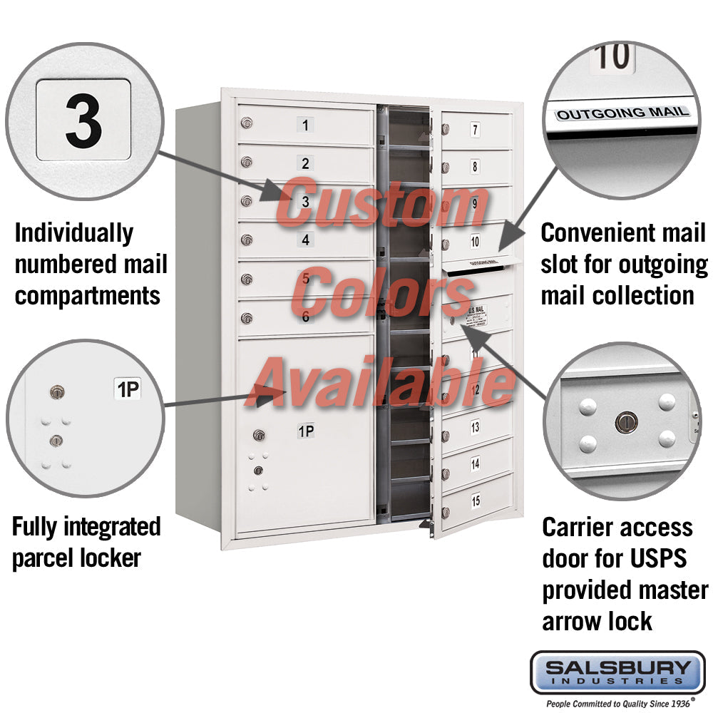 Recessed Mounted 4C Horizontal Mailbox - 11 Door High Unit with Parcel Locker