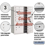 Recessed Mounted 4C Horizontal Mailbox - 11 Door High Unit with Parcel Locker