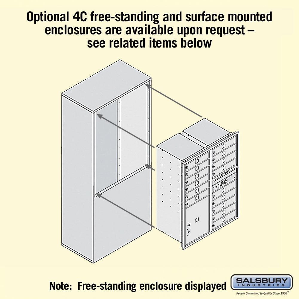 Recessed Mounted 4C Horizontal Mailbox - 11 Door High Unit with Parcel Locker