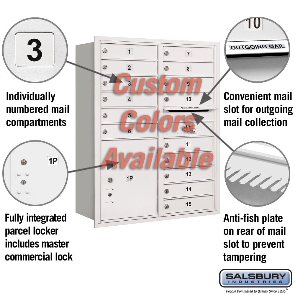 Recessed Mounted 4C Horizontal Mailbox - 11 Door High Unit - Double Column - Rear Loading - Private Access