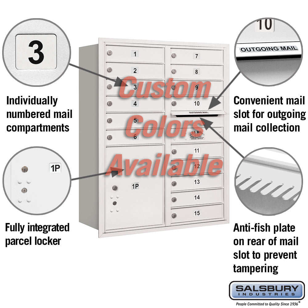 Recessed Mounted 4C Horizontal Mailbox - 11 Door High Unit with Parcel Locker