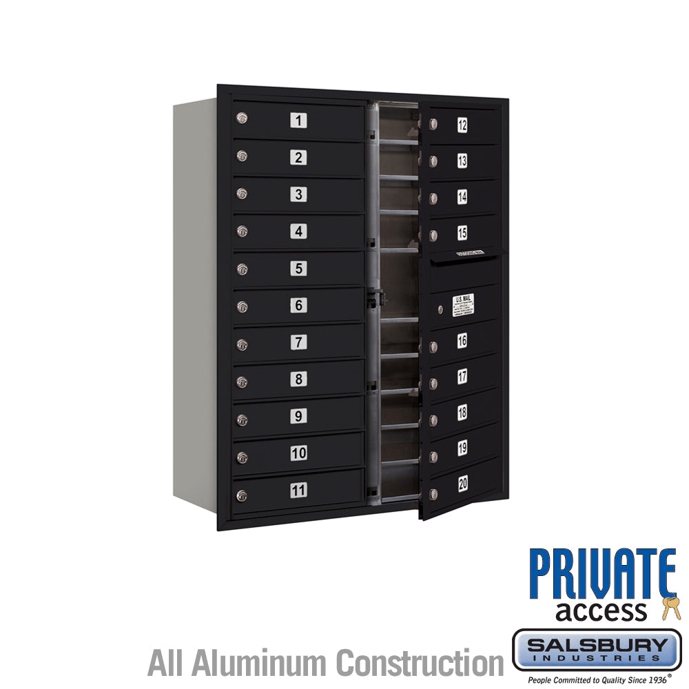 11 Door High Recessed Mounted 4C Horizontal Mailbox with 20 Doors in Black - Private Access