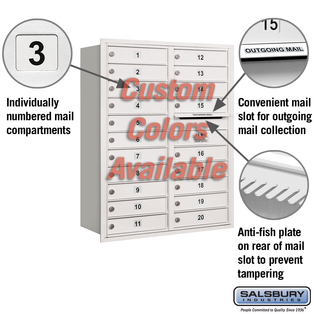Recessed Mounted 4C Horizontal Mailbox - 11 Door High Unit, Double Column, Rear Loading, USPS Approved