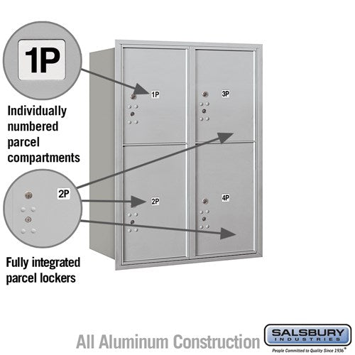 11-Door High Recessed Parcel Locker with 4 Parcel Lockers - Rear Loading
