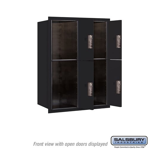 11-Door High Recessed Mounted Parcel Locker with 4 Parcel Lockers - Black - Front Loading