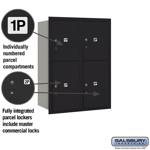 11-Door High Recessed Mounted Parcel Locker with Private Access - Rear Loading