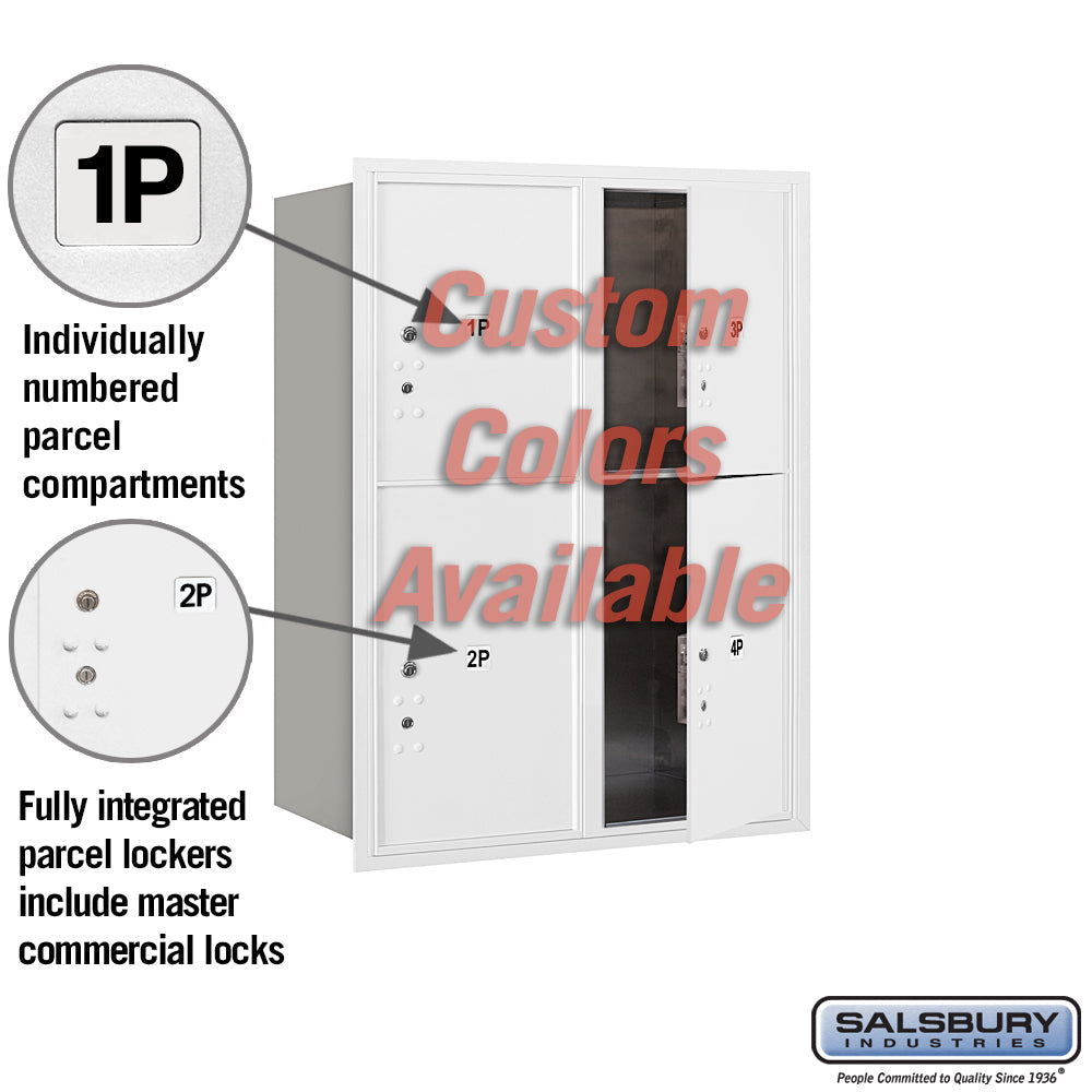 Recessed Mounted 4C Horizontal Mailbox with Master Commercial Locks - Double Column Parcel Locker