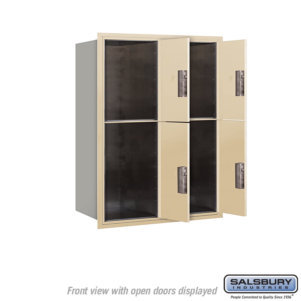 11-Door High Recessed Mounted Parcel Locker with 4 Parcel Lockers in Sandstone - Front Loading