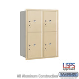 11 Door High Recessed Mounted Parcel Locker with 4 Parcel Lockers - Sandstone - Rear Loading