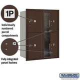 11 Door High Recessed Mounted Parcel Locker with 4 Parcel Lockers in Bronze - USPS Access