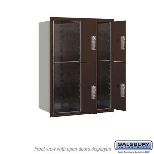 11 Door High Recessed Mounted Parcel Locker with 4 Parcel Lockers in Bronze - USPS Access