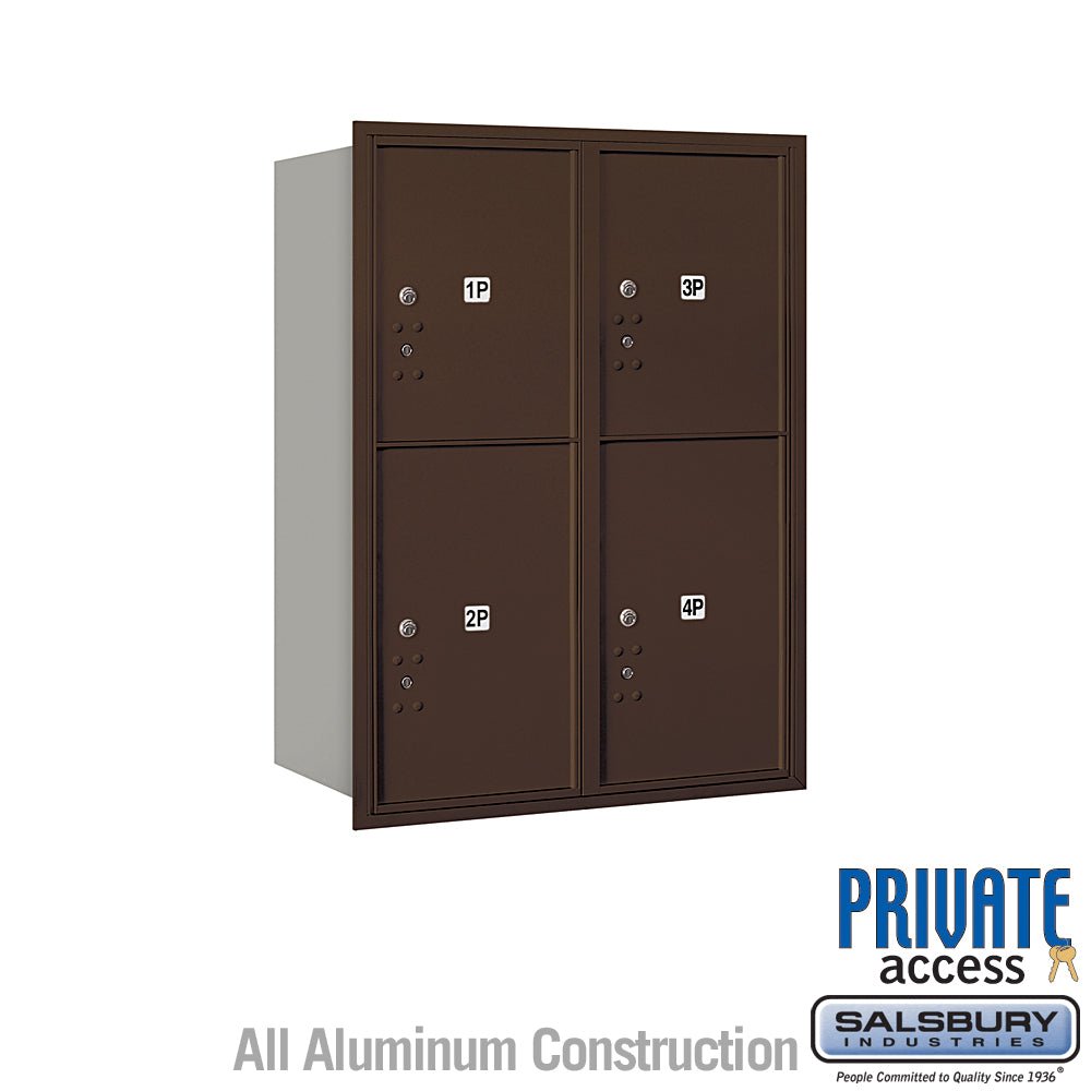 11-Door High Recessed Mounted Parcel Locker with 4 Parcel Lockers - Bronze - Rear Loading