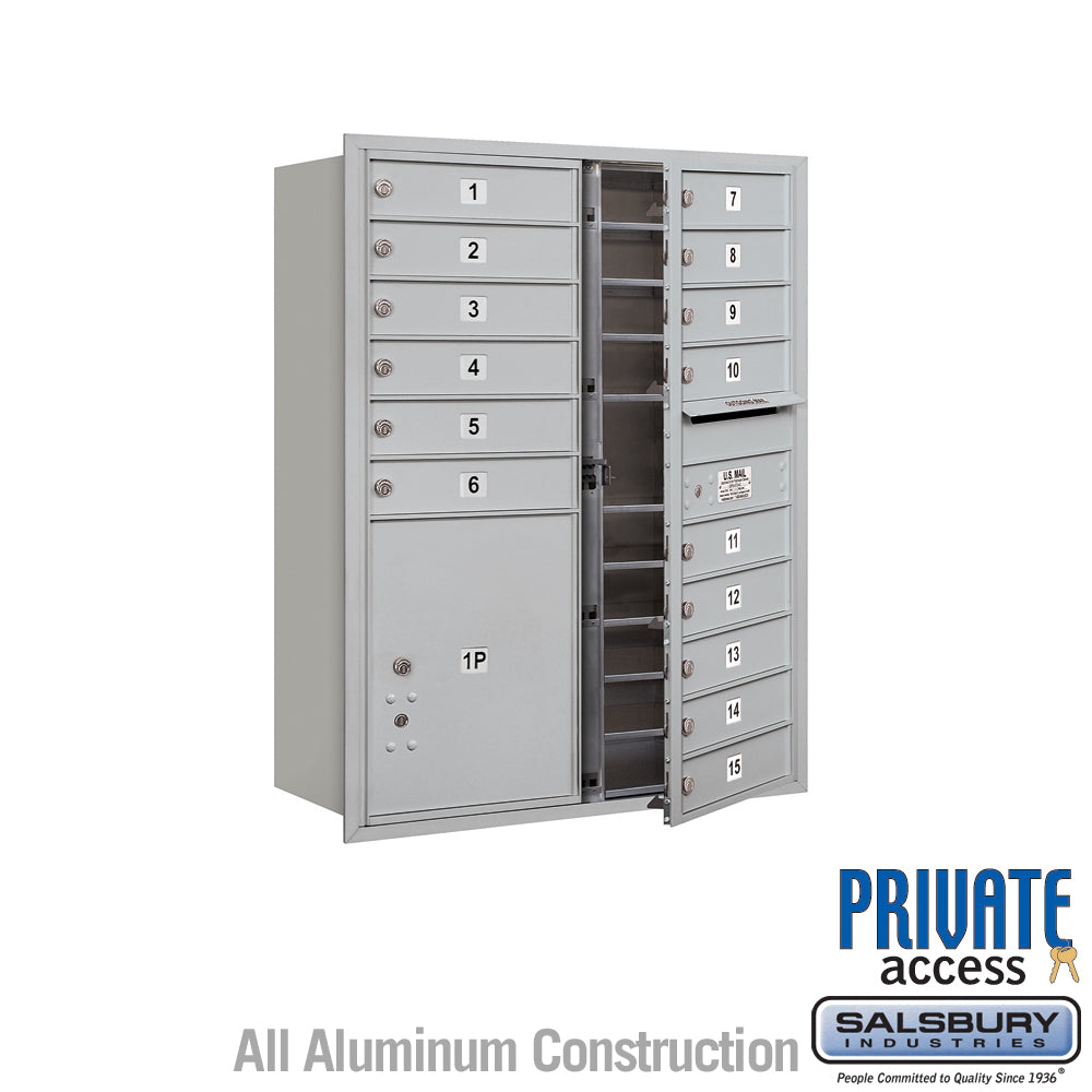 11 Door High Recessed Mounted 4C Horizontal Mailbox with 15 Compartments and Parcel Locker - Private Access