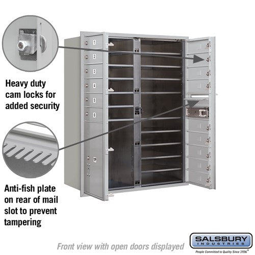 11 Door High Recessed Mounted 4C Horizontal Mailbox with 15 Compartments and Parcel Locker - Private Access