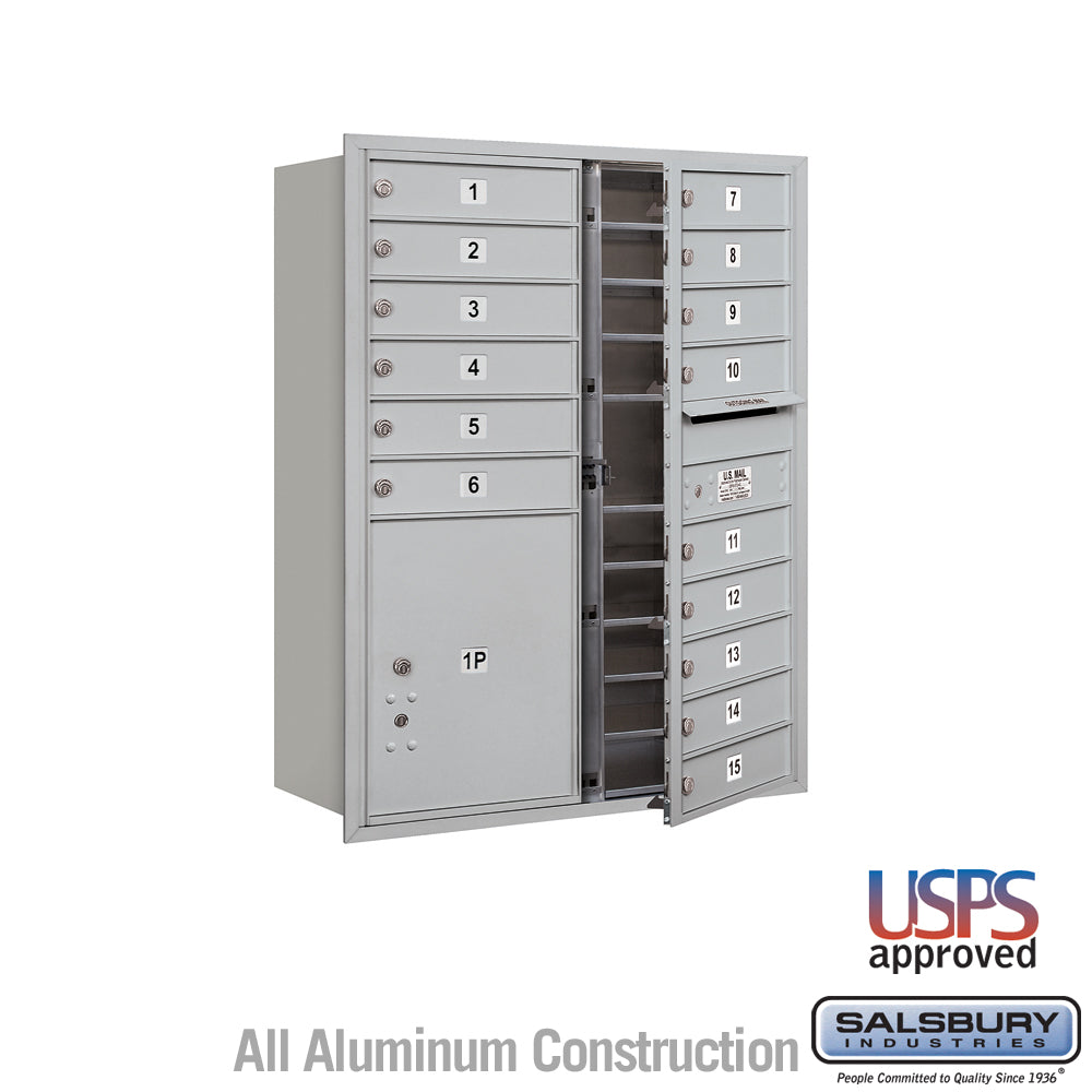11-Door High Recessed Parcel Locker with 4 Parcel Lockers - Rear Loading